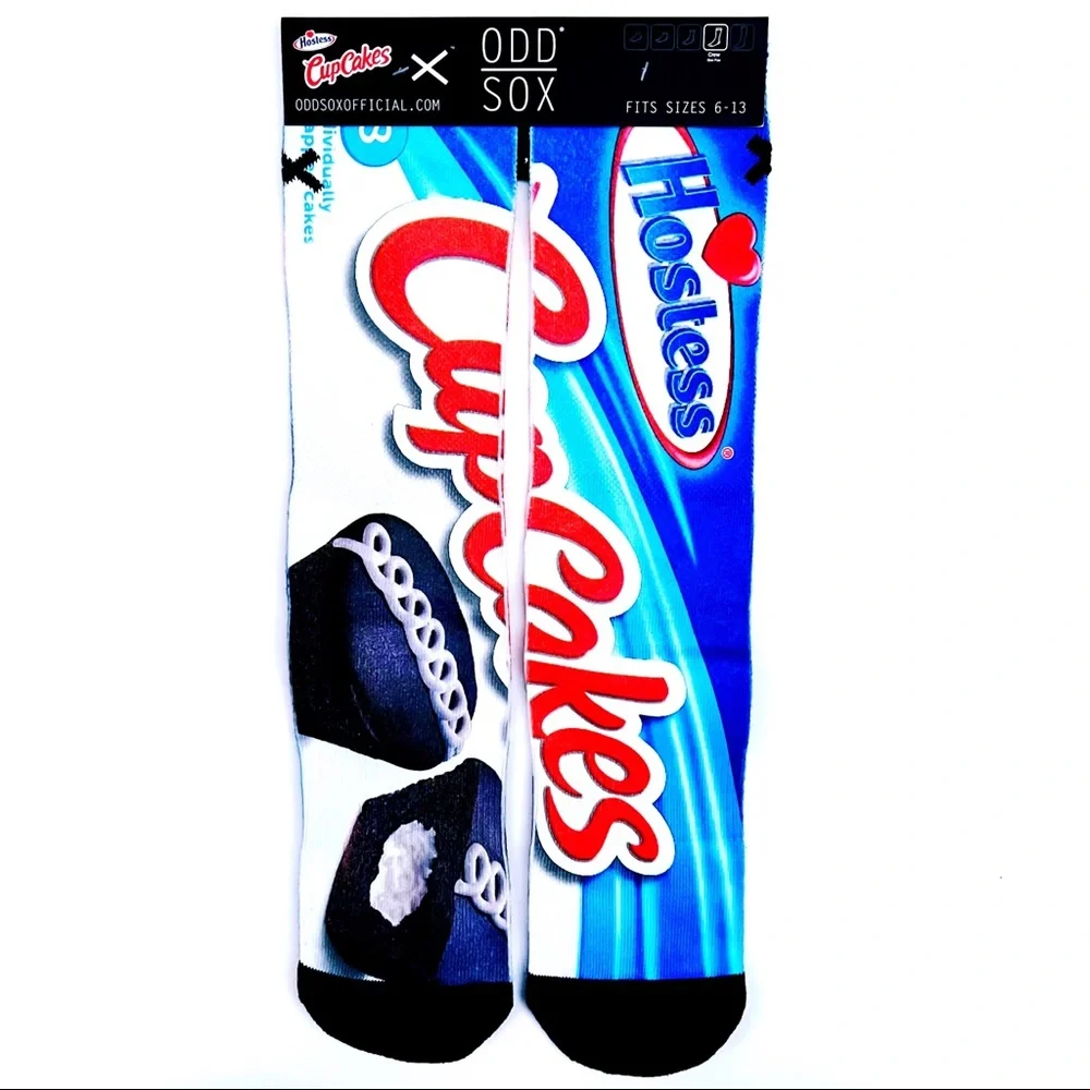 Odd Sox Hostess Cupcake Crew Socks Mens Womens Fun Novelty Gift Blue White Red